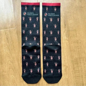 UMD Alumni Association Testudo Print Black and Red Tube Socks, One Size